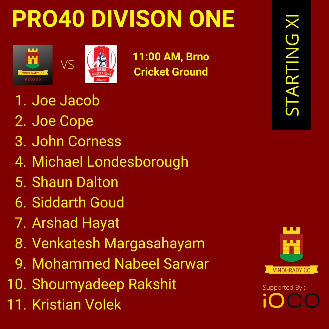VinohradyCC's tweet photo. Our playing XI for our first game against @BrnoCricket Rangers last Saturday.
#WeAreVinos #iOCO #vinohradyCC #PRO40 #DIV1 https://t.co/OUkvS8Z9vj