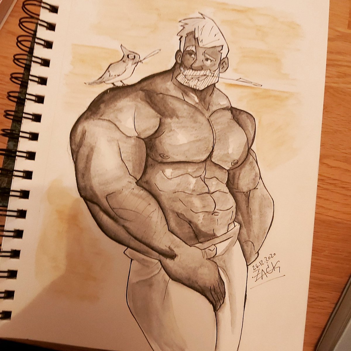 mubiosArt's tweet photo. #Bodybuilder with a #bird 
#mubiosart . #drawing #sketch https://t.co/2fSwiGMxuw