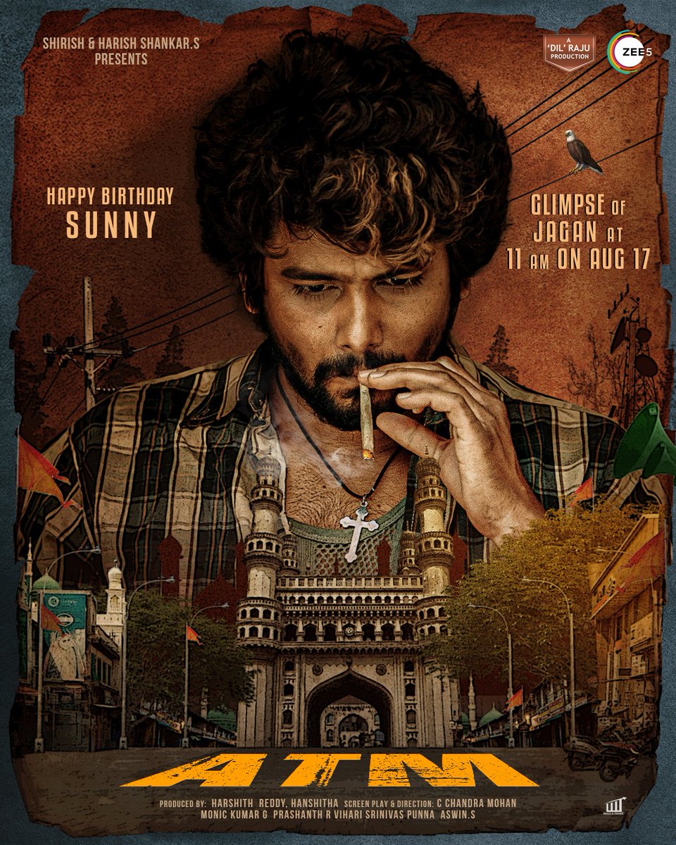 DilRajuProdctns's tweet photo. Get ready to meet our @VJSunnyOfficial as #Jagan from #ATM tomorrow at 11am  🏧🏦☀️🦅

@ZEE5Telugu @harish2you @DilRajuProdctns #ChandraMohan @actorsubbaraju #KrishnaBurugula 
@HR_3555 #HanshithaReddy @Kilaruness
#HappyBirthdayVJSunny https://t.co/898O8OUom7