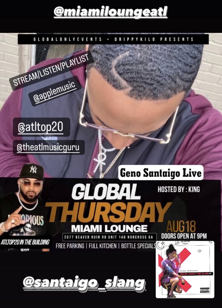 🍑🪨🏴‍☠️BDC ENT🗣🔺GENO SANTAIGO🔻🫡🤞🏾PERFORMING LIVE🤙🏾AUG 18💣 @miamiloungeatl TAPPPP-IN Lil Mama🤫😘💰STREAM/LISTEN/PLAYLIST ONLY @applemusic 🥶💪🏾🤛🏾✊🏾🚀👽Shout-Out @theatlmusicguru @atltop20 🫵🏾 For making it Possible 🤙🏾G-Salute🫡 #atl #atltop20 #viral #dj #performance #atlevents