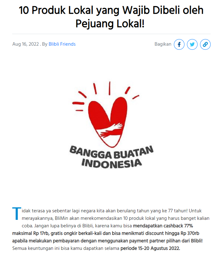 bliblidotcom's tweet photo. Btw, cek 10 produk lokal yg kamu harus punya at least 1 seumur hidup! ๐
https://t.co/5JLG7pSmd9 #BlogBlibliFriends https://t.co/neReK7Wtwd