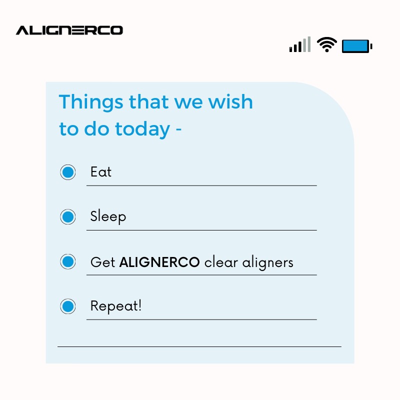 ALIGNERCO's tweet image. We have conveniently added Alignerco clear aligners into your to-do!
Visit the link bit.ly/3kd76Rn and get your smile journey started!

#Alignerco #comfert #dentaltreatment #dental #smile #straightteeth #brightsmile #invisiblealigner #teethstraightening #thingstodo