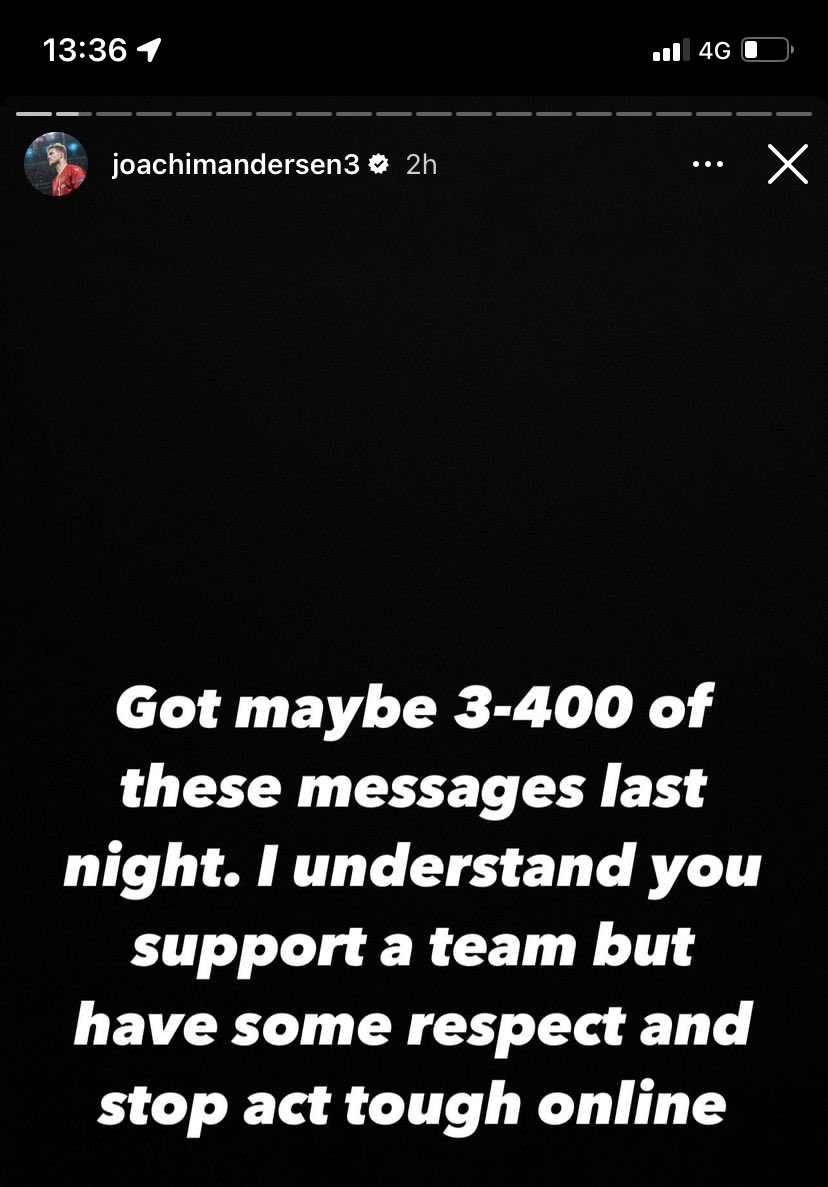 StokeyyG2's tweet photo. Joachim Andersen getting huge amounts of abuse for getting headbutted and having a brilliant game, the worlds gone crazy… https://t.co/PWPnl1DVx7