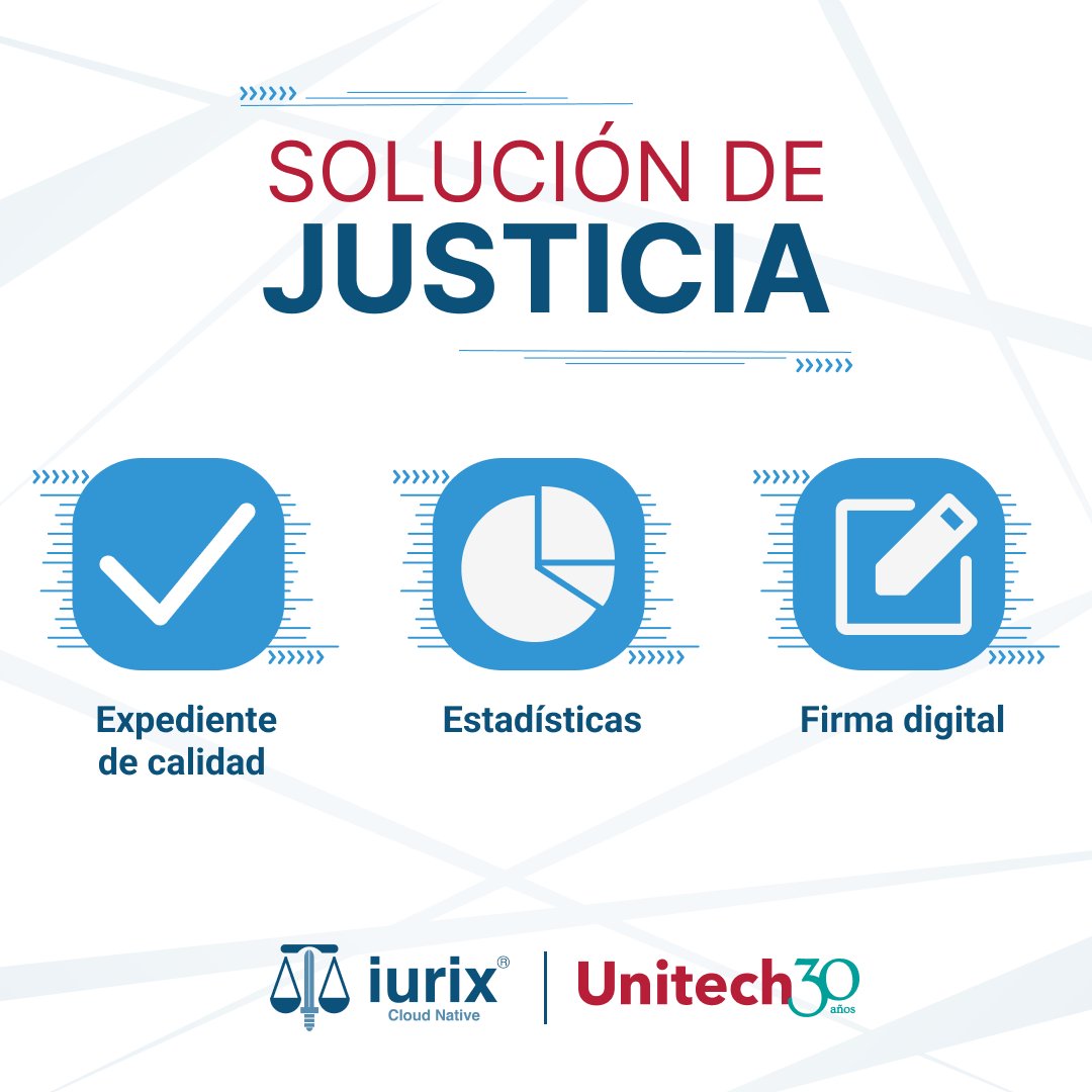 UnitechCorp's tweet photo. Iurix permite acelerar los procesos judiciales de forma integral ajustada al derecho.
Esta solución integra:
⚖ Base única por fuero
⚖ Estandarización de documentos
⚖ Mensajería
⚖ Expediente de calidad
⚖ Estadísticas
⚖ Firma digital
#Unitech #iurix #software #justicia https://t.co/3cZmcvXz9i