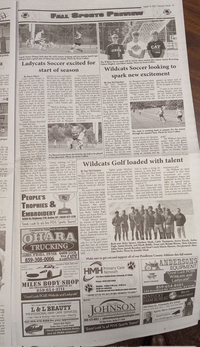 A look at the Falmouth Outlook's annual Fall Sports Preview section covering PCHS athletics. Special thanks to Scott Collins and Stacey Myers for helping put this together and their commitment to local sports.