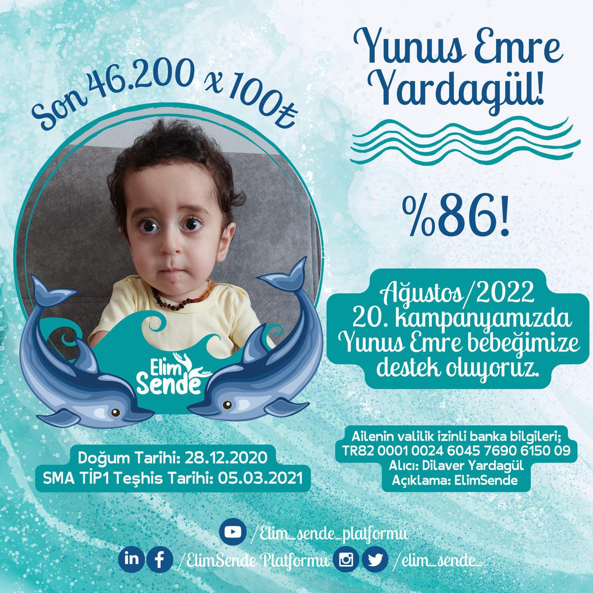 Yunus Emre bebek gönüllüleri ve <a href="/elim_sende_/">elimsende</a> ekibi elele bu kampanyada birleşti.Çok teşekkür ederiz.İnşallah yavrumuzu kısa zamanda tedaviye gönderebiliriz. <a href="/emreyeumutoll/">YUNUS EMRE KAZANDI 🐬</a> lütfen Emremizin elinden tutun.🙈 #EmreKazanacak #sma #ZolGenSMA #