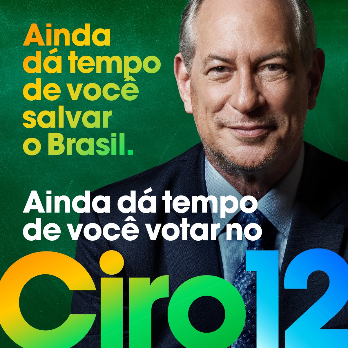 cirogomes's tweet photo. Bora salvar o Brasil dessa polarização e, finalmente, trazer paz pro nosso país? Ainda dá tempo de você votar no Ciro! #CiroPresidente12 https://t.co/GfxaL3LiFM