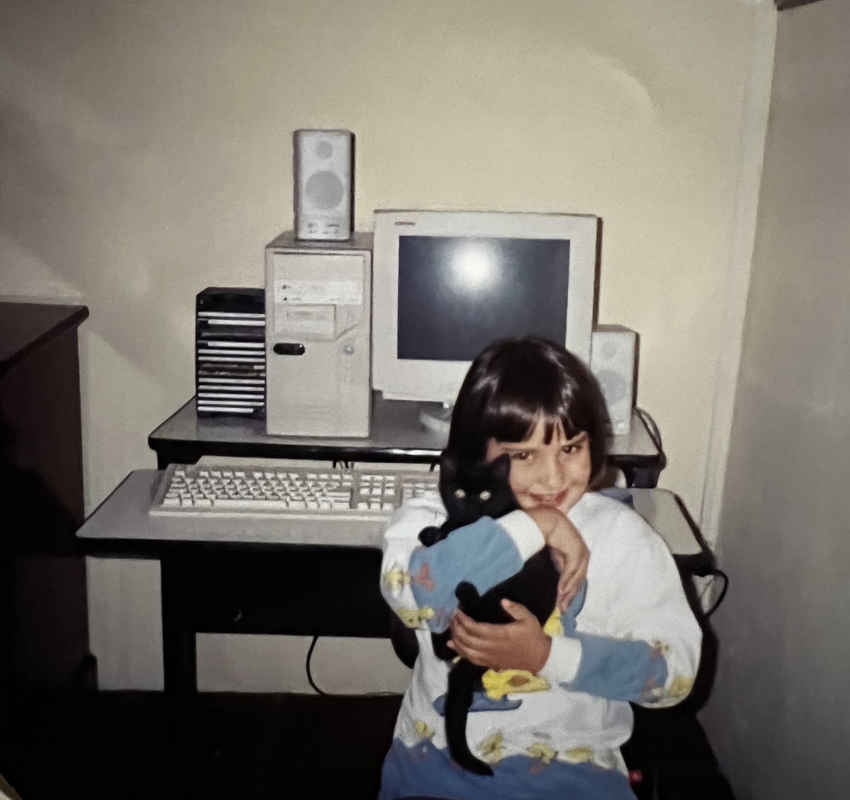 This was my first computer. I was so overwhelmingly happy when we set it up that I asked my mom to take a picture of me with it. And I could not leave my cat out of this memory 🤣

It’s very funny how we can grow up and change, but the essential things remain just the same.