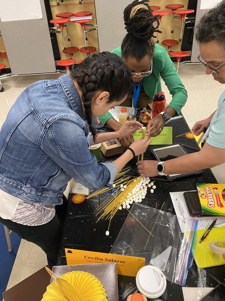 NLPerez3's tweet photo. Teamwork begins by building trust. At @RuckerHISD we are beginning our day with a fun team building activity. Which team will come out on top? 🚀🌎☺️ #SpaghettiChallenge #OutOfThisWorld https://t.co/PeIGJrTgq0