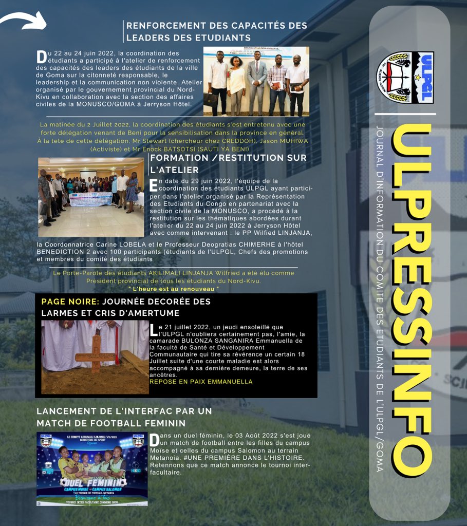 #Deux_mois jour pour jour depuis son accession à la gestion du bureau de la coordination des étudiants, le comité AKILIMALI LINJANJA Wilfried vous remercie pour votre coopération. Tout en vous remerciant pour votre auguste collaboration, il promet que le meilleur reste à venir.
