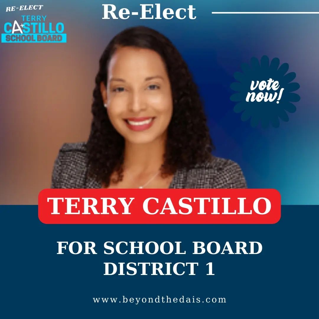 👉It's time to vote! Re-elect Terry Castillo.

🎯Early voting has begun.

💥Election Day is on August 23rd, 2022.

#vote #vote2022 #august #election #terrycastillo #osceola #osceolacounty #florida #unitedstates #school #schoolboard #schoolboarddistrict1 #beyondthedais #voting