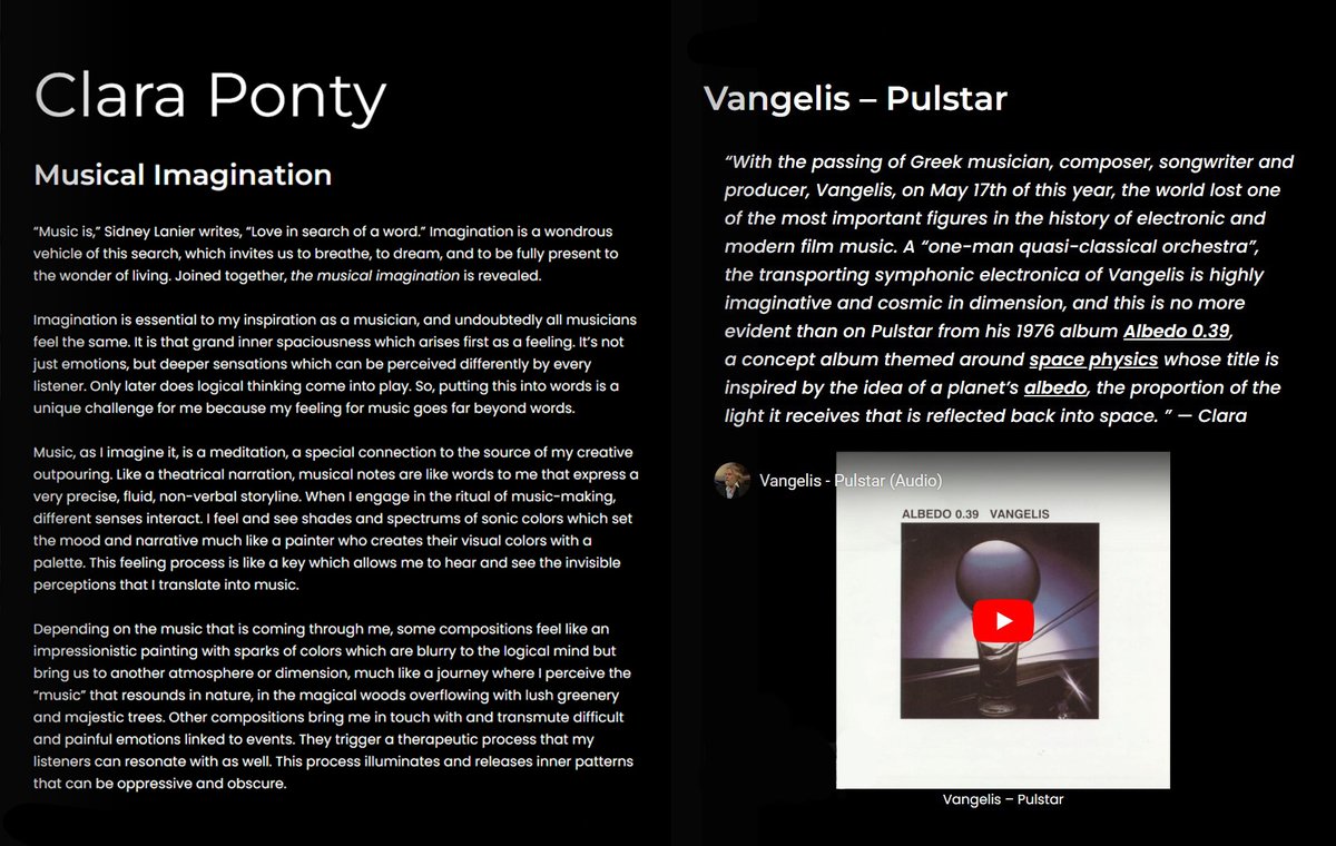 IMAGINEzine's tweet photo. @ClaraPonty's Musical Imagination is a fascinating exploration of imagination in music. Her IMAGINE essay outlines her vision, illustrated by her most favorite imaginative songs. This week, check out 'Pulstar' by the late great Greek composer, Vangelis, at https://t.co/UEnDME2Vir https://t.co/iveUJP5WYx