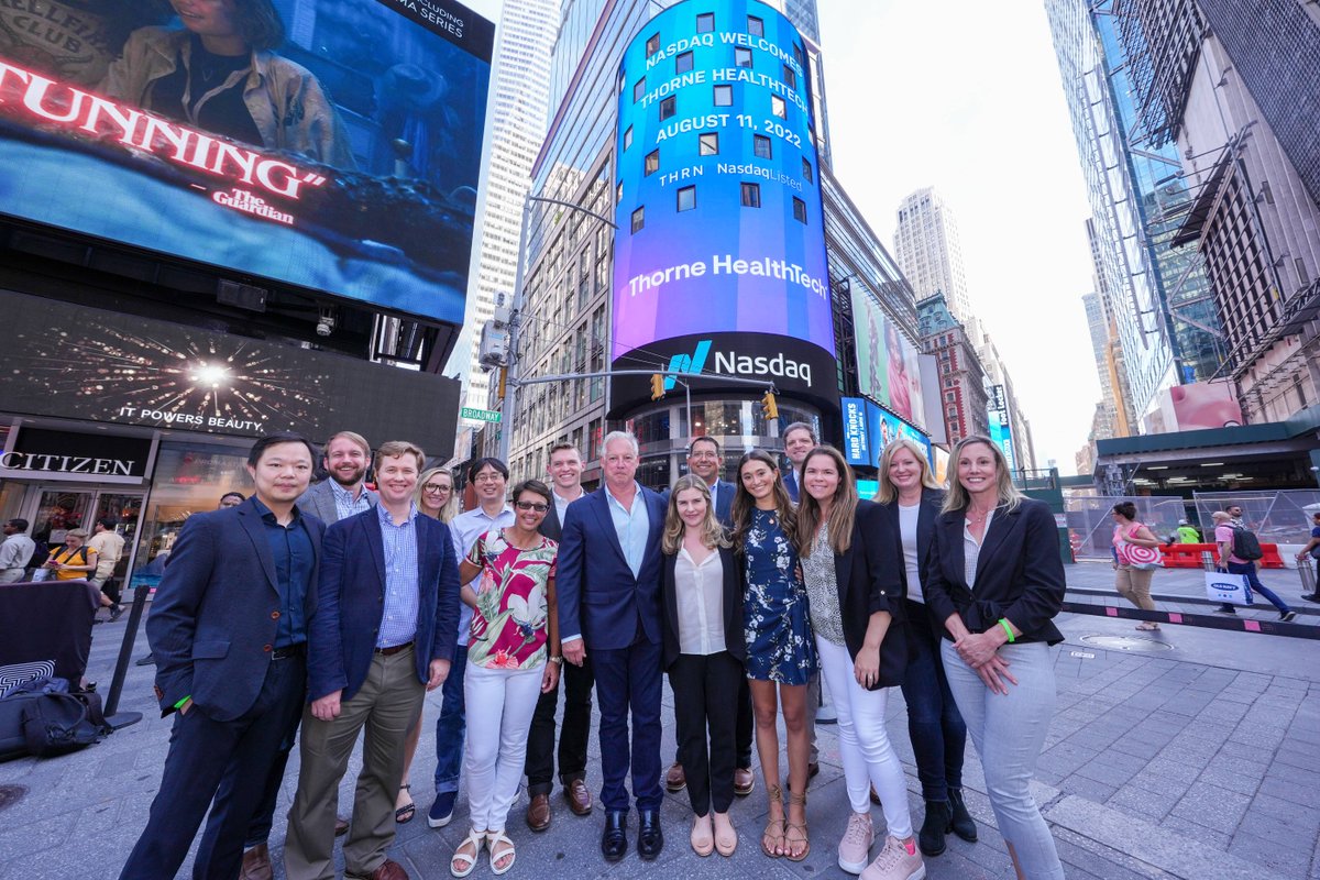 ThorneHealthTec's tweet photo. Our closing bell ceremony last week marked another important milestone in our journey as a health and wellness brand, and we are just getting started. #onlyThorne #PersonalizedHealth https://t.co/Kmmb9pPbNs