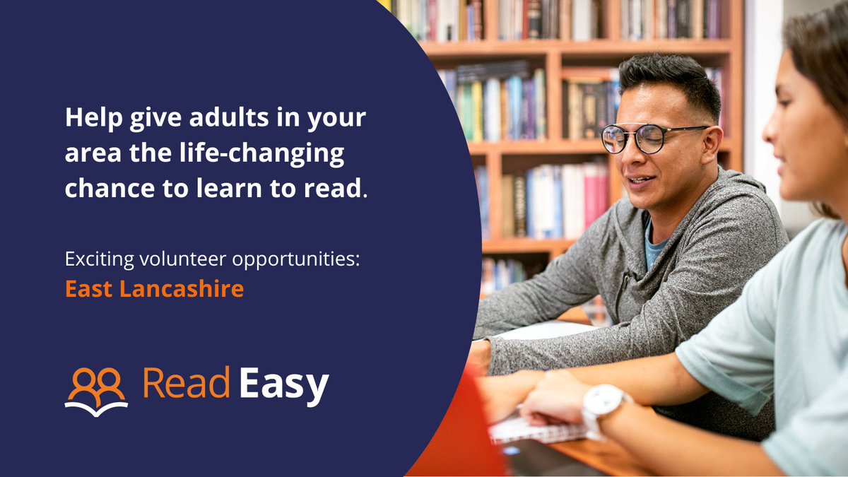 ReadEasyUK's tweet photo. We’re setting up a group to help adults in East #Lancashire to learn to read, and we need #volunteers to make it happen.

If you’re in #Accrington, #Burnley, #Nelson, #Colne or surrounding areas and would like to get involved, please contact Karen Wood on karen@readeasy.org.uk. https://t.co/8ZlhkvCKlv