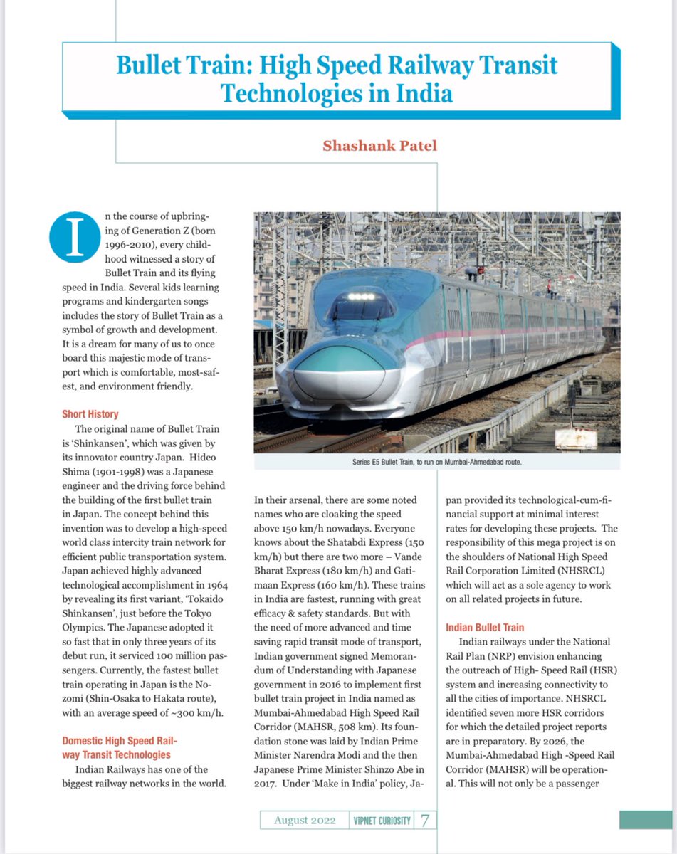 DrSPatel_'s tweet photo. My introductory article on #BulletTrain got published in ‘Vipnet Curiosity’ newsletter of #VigyanPrasar, Department of Science and Technology, Government of India. Not an academic piece, for popular consumption.
HQ read: https://t.co/XX8pTcWeVJ https://t.co/YJV7JN6wMA