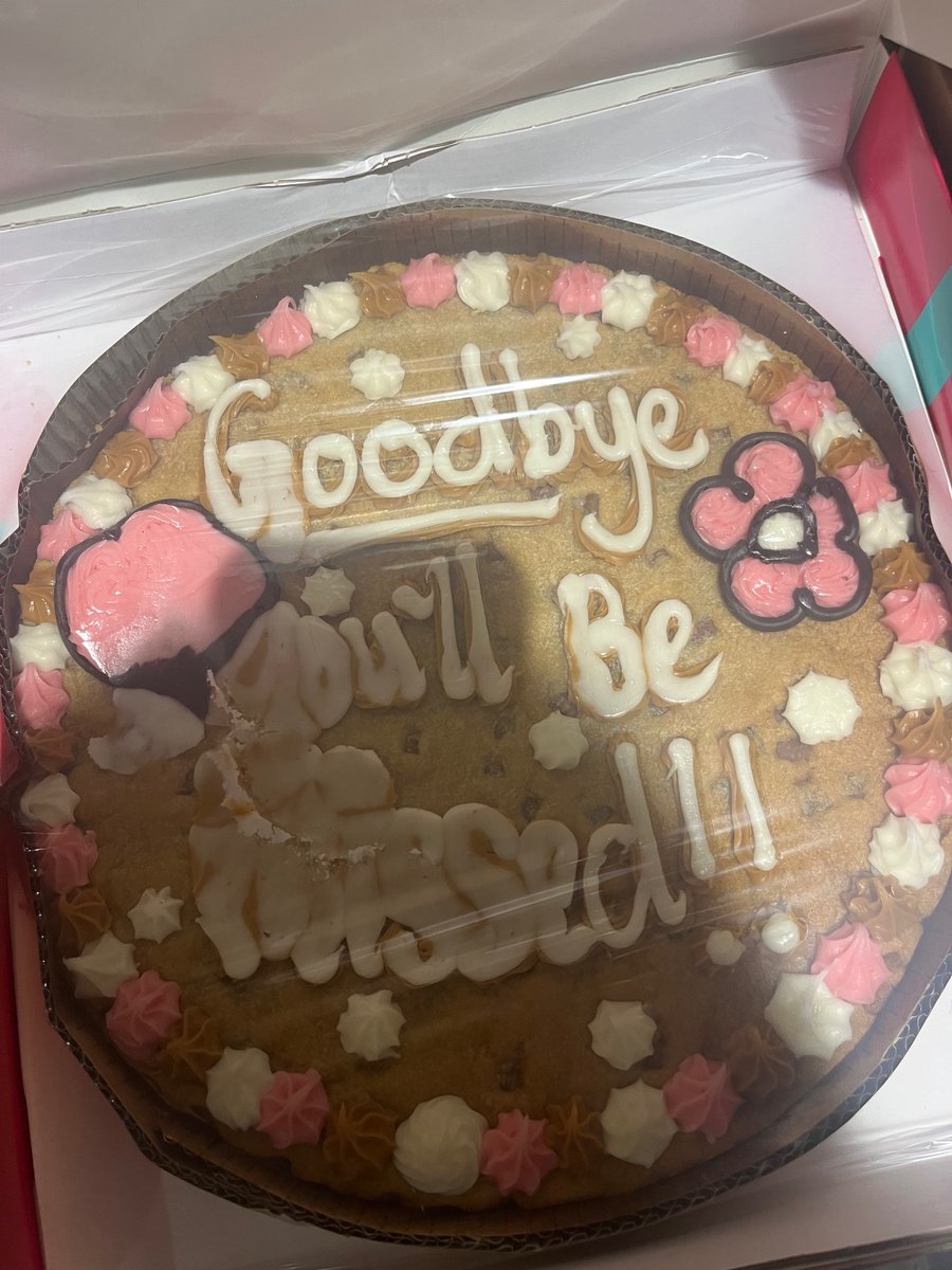 GabK96's tweet photo. @MilliesCookies I ordered a cookie for my boss who is leaving. Super embarrassing that it was delivered completely smudged. This is really embarrassing! https://t.co/UaJLYsSfa4