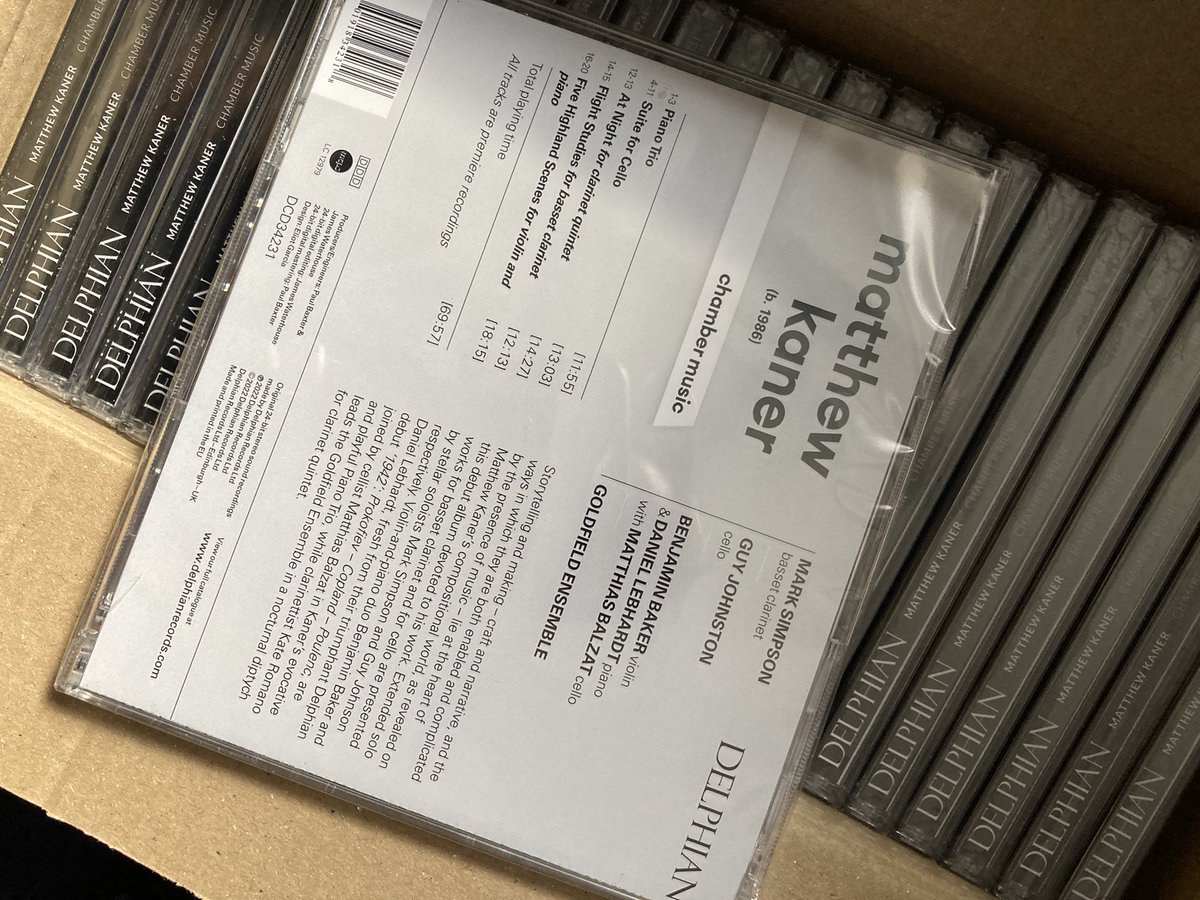 mattkaner's tweet photo. Exciting day… Look what arrived in the post from @delphianrecords! Featuring the amazing @cellojohnston @MarkSimpson_88 @BenjaminBakerVN @DLebhardt @GFEnsemble and recorded at @SGArtsCulture. Out in November but a sneak preview is on its way to streaming platforms very soon! https://t.co/pXkjEvzrBW