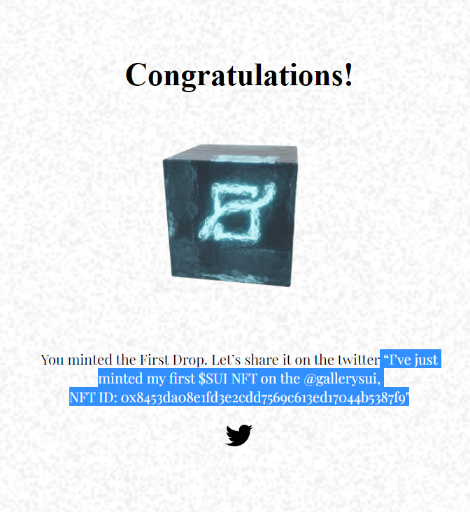 python3670's tweet photo. @GallerySui “I’ve just minted my first $SUI NFT on the @gallerysui,
NFT ID: 0x8453da08e1fd3e2cdd7569c613ed17044b5387f9" https://t.co/sjNWRvSP9X