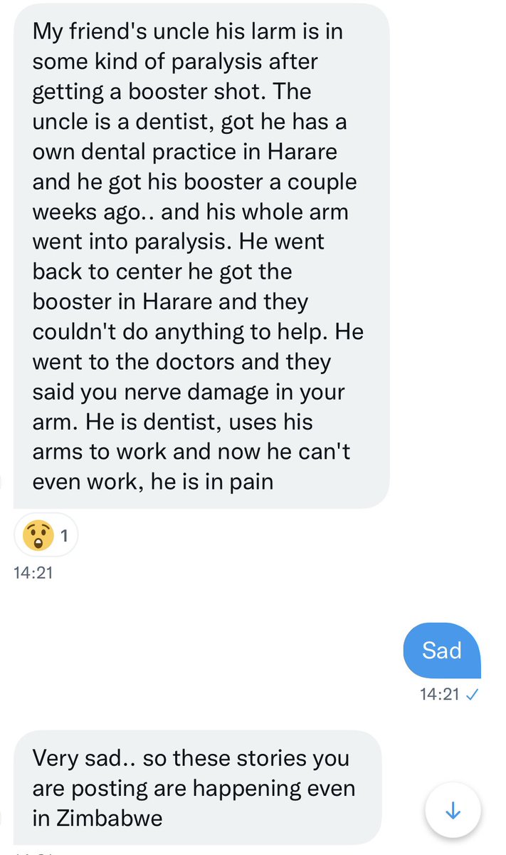 EdmundKudzayi's tweet photo. A Harare dentist has reportedly lost use of his arm after magic juice booster. Sent by a credible someone via DM. 

Kwadzinorohwa matumbu ndiko kwadzinomhanyira. Rambai muchibayana; pangu ndakapedza kare. https://t.co/Mc3D7Bc6vF
