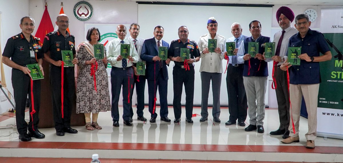 OfficialCLAWSIN's tweet photo. #COAS and Patron CLAWS, released the book titled Men of Steel #militaryleadershipforindia at @OfficialCLAWSIN. Book has been edited by Lt Gen A K Singh and @YashMor5, published by KW Publishers Pvt Ltd.

@adgpi @NorthernComd_IA @artrac_ia @SWComd_IA @easterncomd https://t.co/nFkPa8Kszv