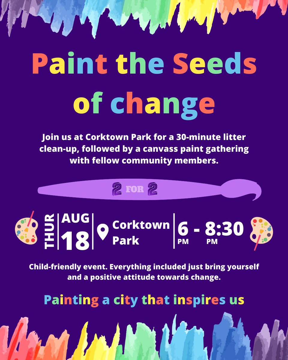 ‘Paint the Seeds of Change’ 
Continuing our 2 for 2 campaign initiative #Hamont 
2 great things to better Ward 2 -
RSVP to attend 👉🏻 raquelforward2.com #ForwardTogether