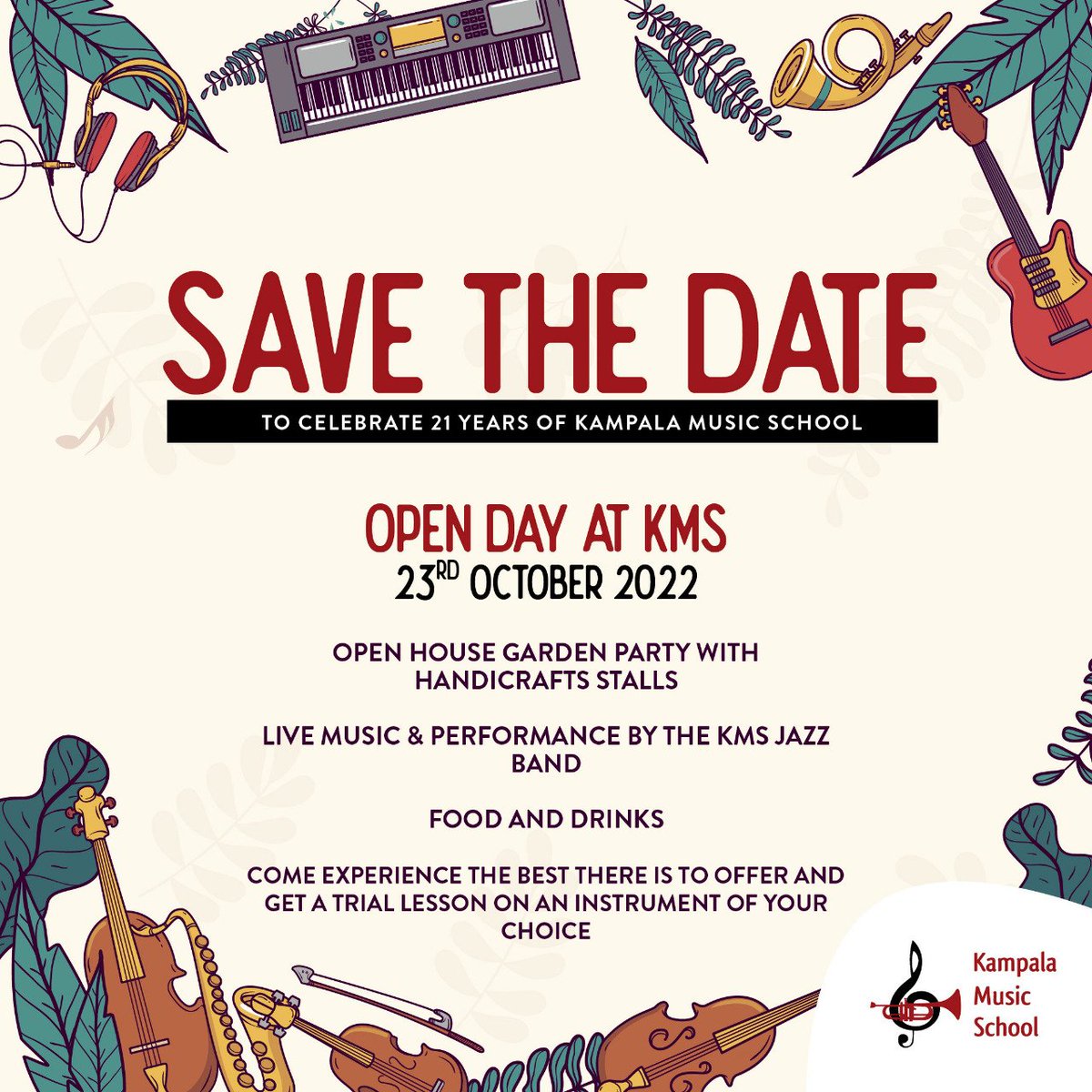 KampalaMusicScl's tweet image. Wouldn't it be nice to get a free trial lesson? Or enjoy drinks as you watch the KMS jazz band put on a spectacular show? KMS would like to invite the public to be part of the open day on 23rd October. For reservations, contact 0773327414
#openday2022 #freemusiclessons
