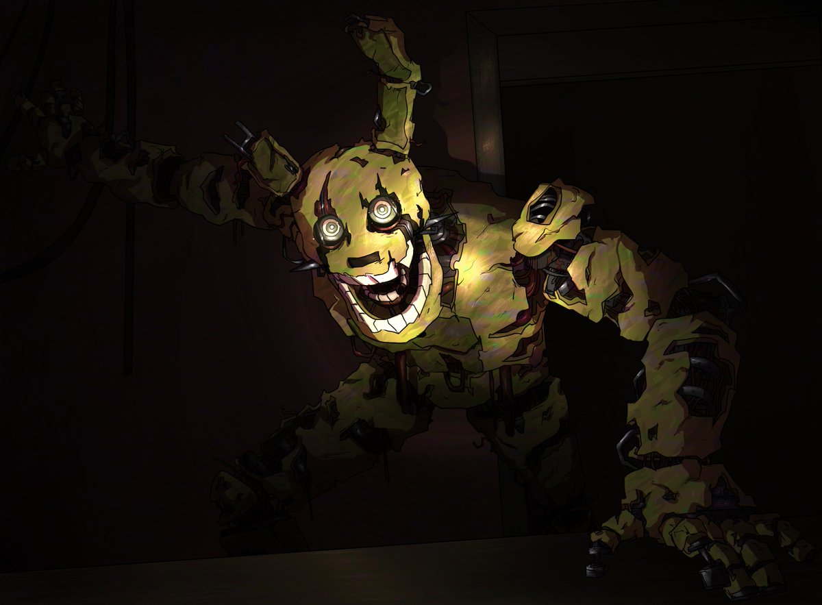 maybe he told a joke. not funny. didnt laugh #fnaf #springtrap