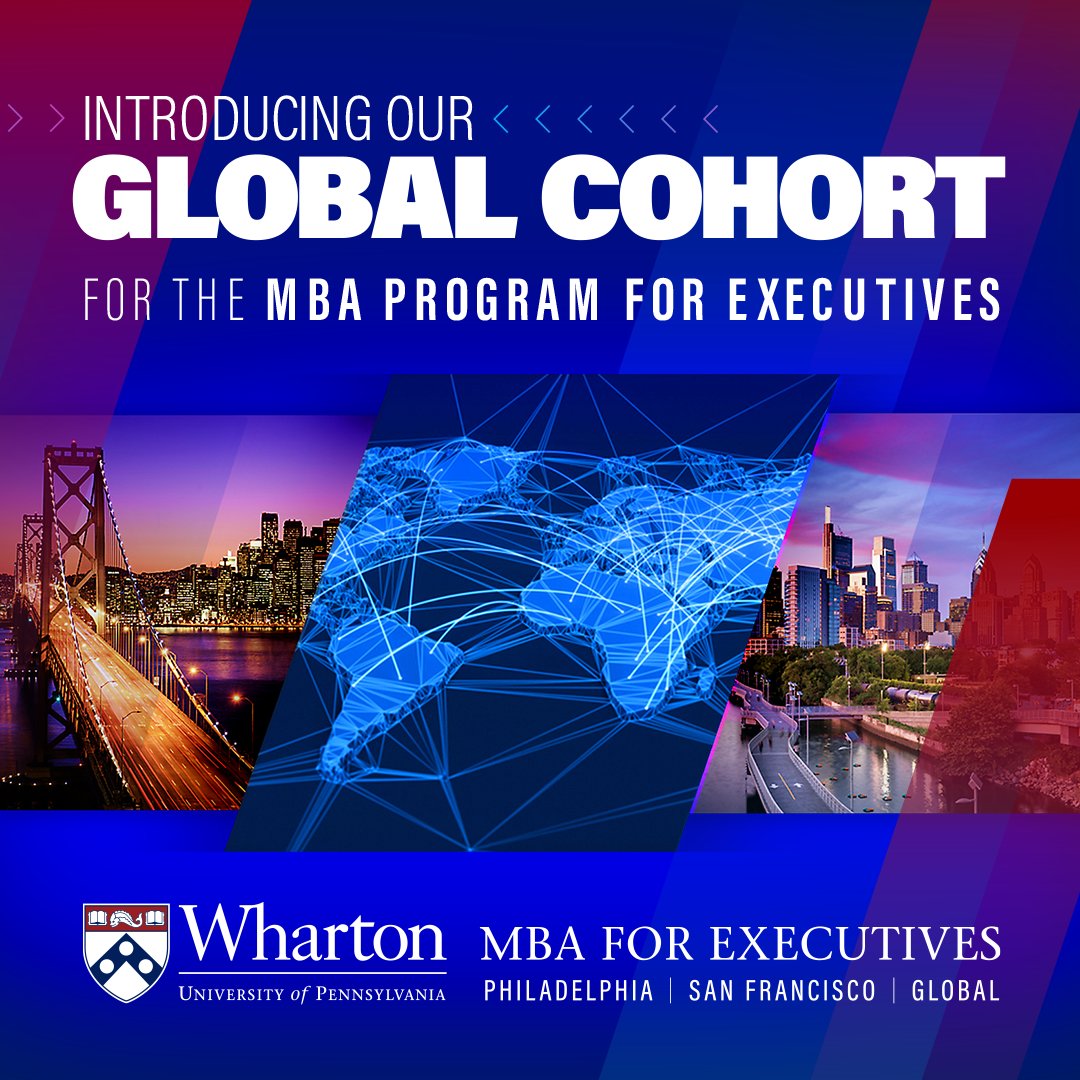 Wharton's tweet photo. NEWS: Today we are launching the Global cohort in our MBA Program for Executives (#WEMBA), expanding worldwide access beyond our Philadelphia &amp; San Francisco campuses: https://t.co/sylMwCL5RQ

The program will start May 2023 and feature a blended online/in-person learning format. https://t.co/idNNSifkqB