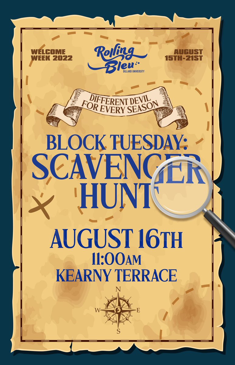 📻💙D-186.9  BLEU DEVIL RADIO: OFFICIAL ROLLING BLEU ANNOUNCMENT🌊😈🎵

Too Easy Tuesday🐍😎🤟🏾

It’s Day 2 of #DUWelcomeWeek2k22 DU…The block is TOOOO Hot! And ya girl Bleu Flame💙🔥knows when the HEAT is on, especially in a SCAVENGER HUNT😈🏴‍☠️🔍Kearny Terrace at 11am. BE THERE.