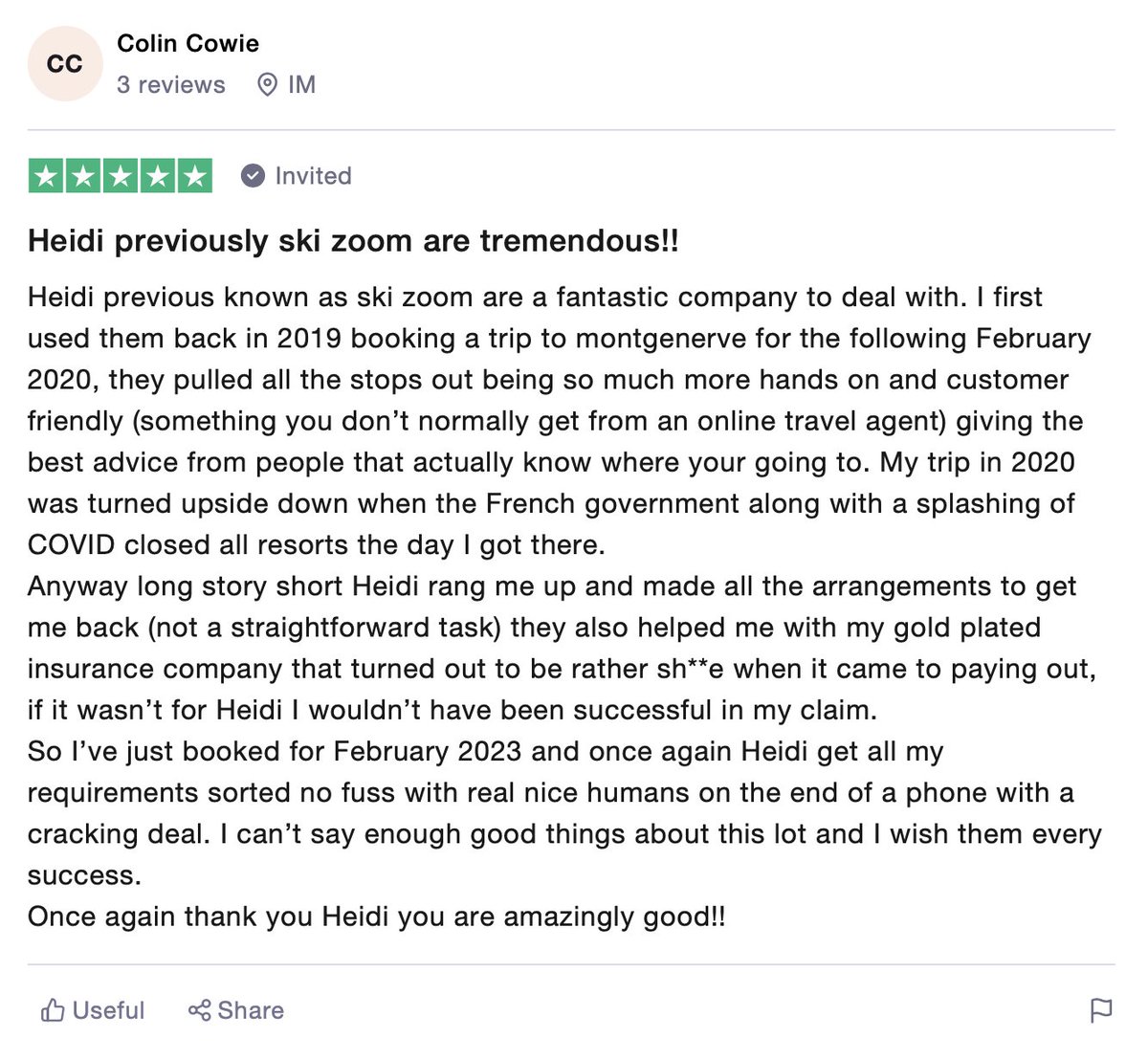 HeidiHolidays's tweet photo. What a way to mark our 400th review 🙌 They don’t come much better than this! Thanks Colin, can’t wait to hear how the next trip goes ⛷️

#ski #skiholiday #mountains #alps #frenchalps #snow #snowboard #snowboarding #travel #piste #travel #winter #holiday https://t.co/1lzwLzm1UT