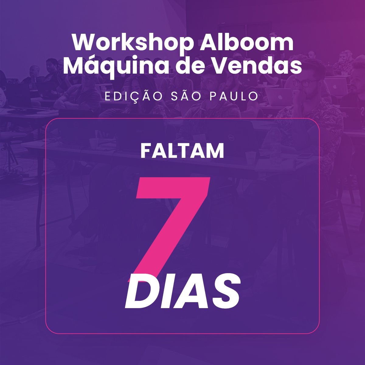 AlboomPro's tweet photo. Faltam 7 dias para o Workshop Alboom Máquina de Vendas!

Participe e se conecte com super profissionais da fotografia 📸

Mas corre, que as vagas são limitadas 🚀  https://t.co/LQcHXIwDJq

#WorkshopFotografia #Fotografia #Alboom https://t.co/VU1k5B8RM3