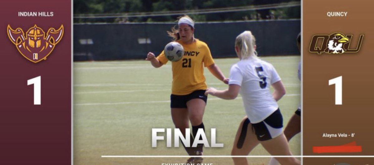 XeniaAthletics's tweet photo. We see you Alayna!!! 2022 Xenia grad Alayna Vela scores her first career goal at Quincy University in a 1-1 tie vs Indian Hills. @Xenia_WS https://t.co/oCBeQPU2W1