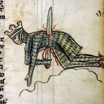 WeirdMedieval's tweet photo. suicide of saul, england, 13th century https://t.co/jeRi5cxYae