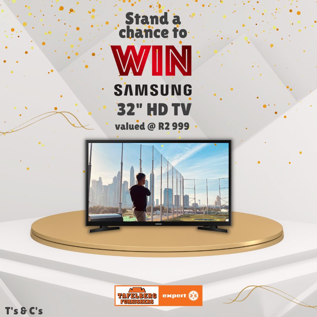 Stand a chance to WIN this Samsung 32" HD TV with Tafelberg Furnishers 😍😉 Just in time for the start of the premier league season ☝
1️⃣ RT this tweet
2️⃣ Follow our Tafelberg Furnishers Twitter page
Winner will be chosen on 29 August 2022*