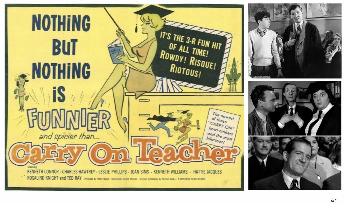 SaveRedlandLibr's tweet photo. 2:55pm TODAY on @Film4
The 1959 #CarryOn film🎥 “Carry On Teacher” directed by #GeraldThomas from a screenplay by #NormanHudis
🌟#TedRay #KennethConnor #CharlesHawtrey #LesliePhillips #JoanSims #KennethWilliams #HattieJacques #RichardOSullivan https://t.co/rGSl8aaRrv