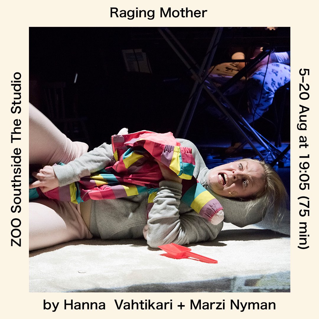 Only 5 shows left! Can a mother be allowed to be temperamental, impulsive, senseless, flaky, and still a mother, and a good one? A bitingly funny and honest portrayal of a mother's life. <a href="/HVahtikari/">Hanna Vahtikari</a> <a href="/ZOOvenues/">ZOO</a> #zoo22 #edfringe #ragingmother