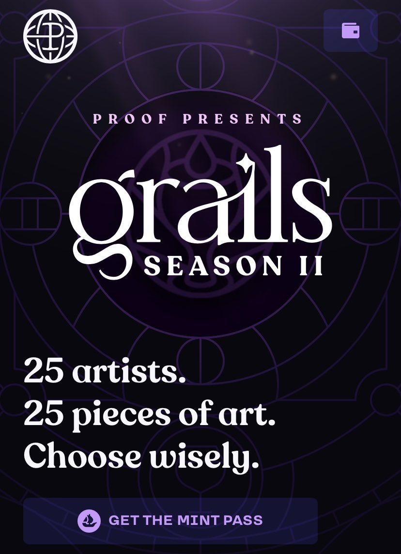 Minting of the 1174 grails II passes for <a href="/proof_xyz/">PROOF</a> Collective and grail trait <a href="/moonbirds/">Moonbirds</a> starts today but over the past 2 weeks, the grails channel has been hard at work unearthing all the alpha on each piece. collective.proof.xyz/grails-2 

All the speculation about each piece 🧵👇