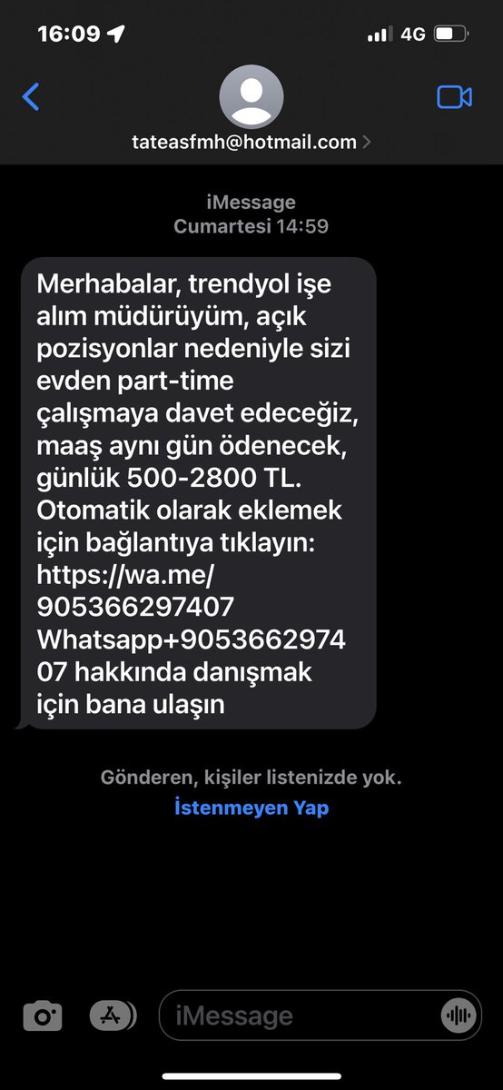 FatmaDilaver's tweet photo. @Trendyol @TrendyolDestek Adınız kullanılarak tarafıma atılan mesaj. Size ulaşmak İçin çok uğraştım ama menülerinizde maalesef uygun yer bulamadım.  Ben dolandırıcı olduğunu anladım ancak tuzağa düşen çok olur bilginiz olsun. https://t.co/AI8xwRlCUT