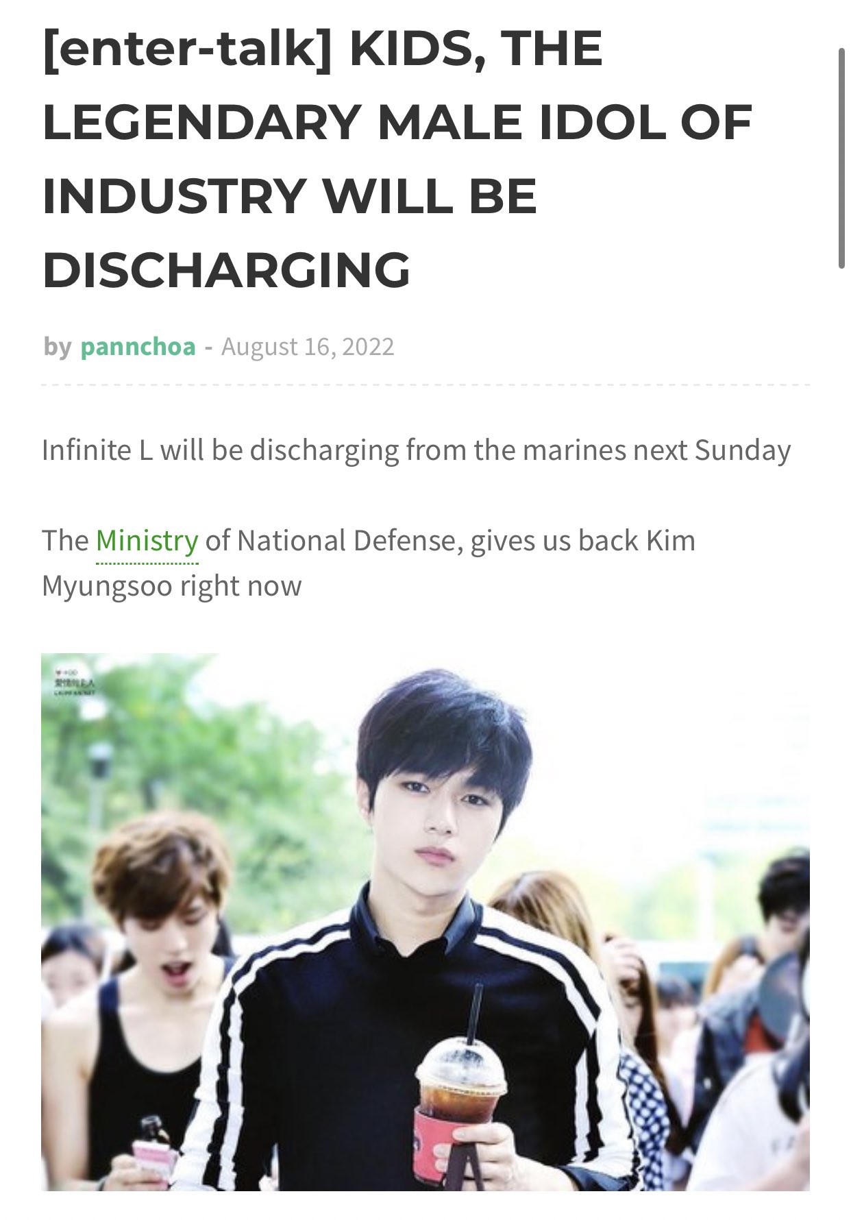 notpannchoa on X: "[ notpannchoa ] Infinite L about to have the most  legendary discharge from the army https://t.co/YCyFNjpAVZ" / X