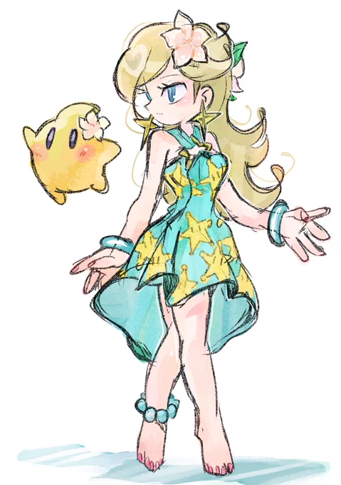 #ロゼッタ #チコ #らくがき #イラスト #マリオ#Rosetta #Rosalina #Luma  #任天堂 #SuperMario スイマー!。 