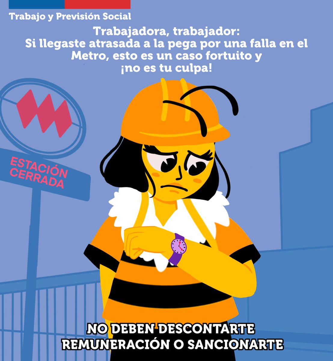 trabejita's tweet photo. ⭕️A propósito de los problemas de funcionamiento en Línea 2 del @metrodesantiago, recordamos que no deben imputarse al trabajador/a los atrasos correspondientes a casos fortuitos o de fuerza mayor. ¿Cuáles son estos? Los que son imprevisibles y ajenos a la voluntad propia https://t.co/zyDRxKwAHa