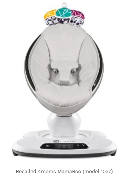 USCPSC's tweet photo. #Recall: @4moms recalls more than 2 million MamaRoo and RockaRoo infant swings and rockers due to entanglement and strangulation hazards. Get free repair. CONTACT: 877-870-7390, safetyandrecall@4moms.com. Full recall notice: https://t.co/0F1e0MVqwA https://t.co/JBcMEYOJpO
