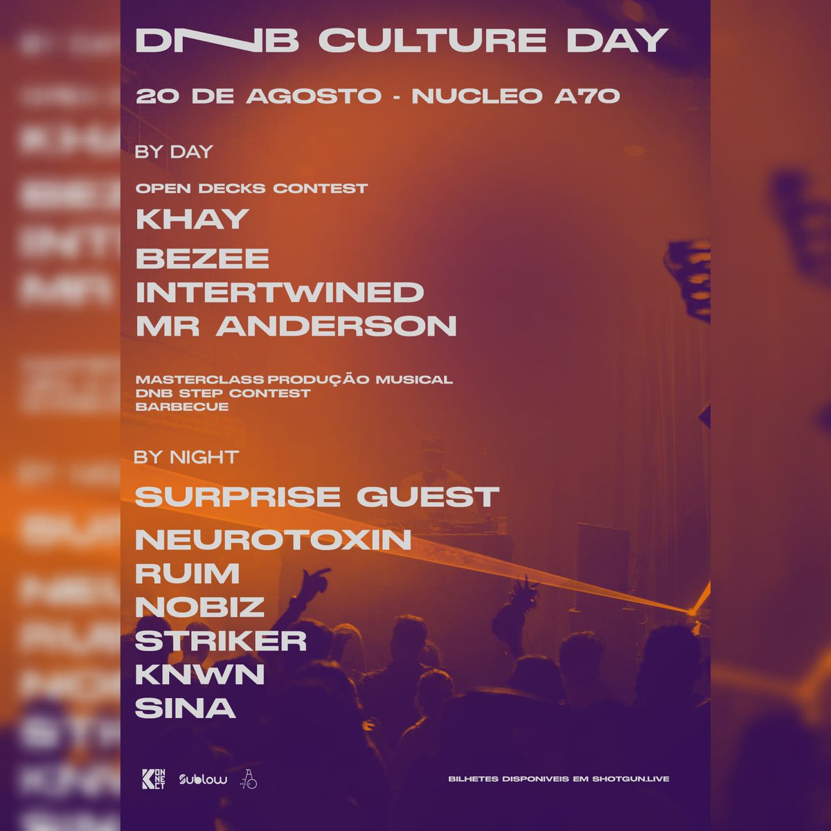 konnectpt's tweet photo. Dia 20 de Agosto vai ser um dia dedicado à cultura de Drum and Bass onde vamos ter masterclasses de produção musical, concurso de DNB Step, barbecue, open decks durante a tarde e vamos acabar a festa de noite com um cabeça de cartaz que é um artista surpresa especial! 🔥 https://t.co/BsjrS6rDgo