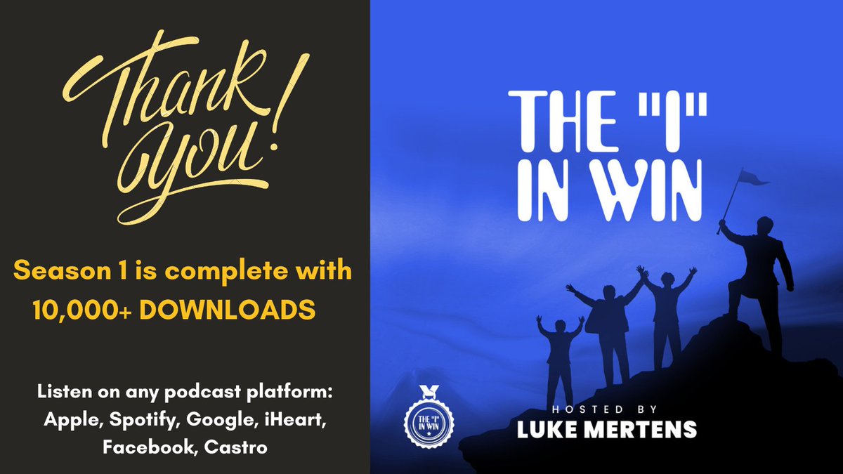 After 52 episodes and 10,000+ downloads, Season 1 of #TheIinWin podcast is in the 📚. Be on the lookout for highlights from the 5 most downloaded episodes.