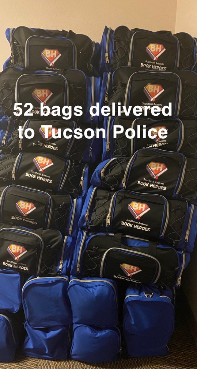 SoAzBookHeroes's tweet photo. With two deliveries we’ve been able to provide @tucsonpolicedept  with 52 bags that are full with children books, coloring books and plushies     #nonprofit  #community #childrenbooks #literacy #giveback #soazbookheroes https://t.co/rsjBghK4E7