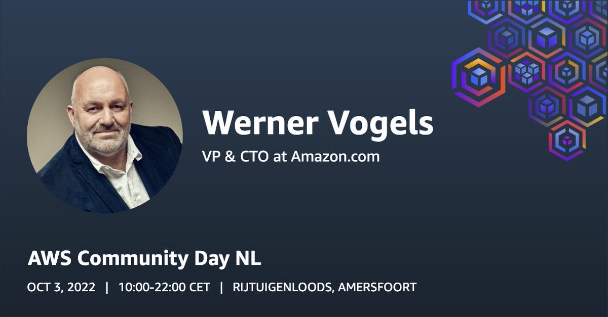 We're extremely proud to announce <a href="/Werner/">Werner Vogels</a> will be the keynote speaker of AWS Community Day NL.
