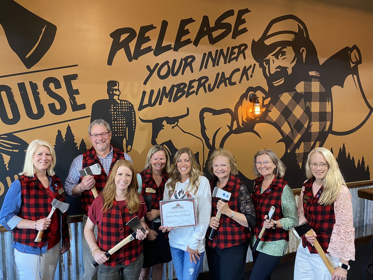 Chamber Ambassadors congratulated Melissa Olson on her new business Hatchet House of Bemidji. 🪓

Hatchet House is Bemidji’s premier axe throwing venue offering a state-of-the-art axe throwing experience. For more, visit hatchethousebemidji.com.

📍200 Paul Bunyan Dr. S, Unit 3