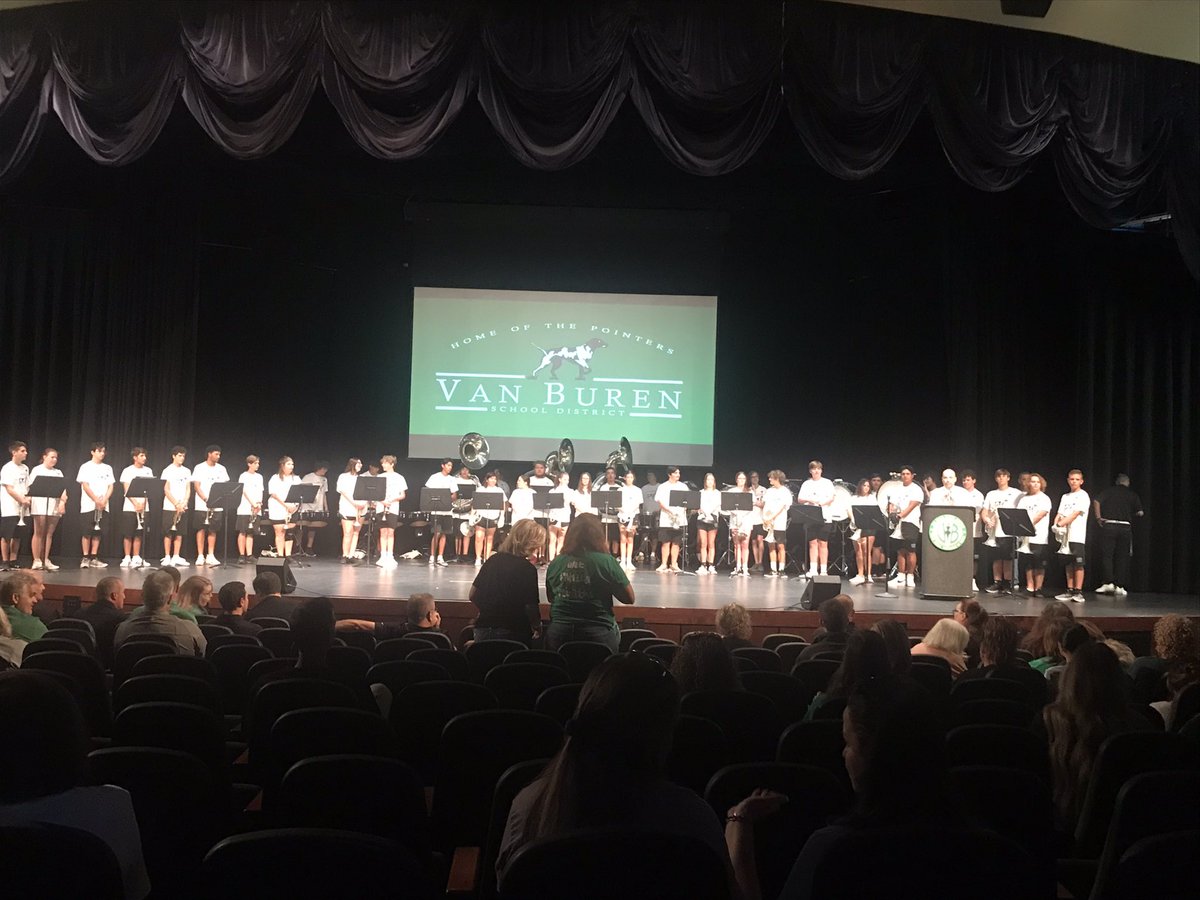 VBFABand's tweet photo. My “Band Fam” performing for the Teacher Convocation this morning!  So proud of these guys whose work ethic is unmatched and dedication to excellence is unsurpassed!  Here’s to another championship season!!! https://t.co/RyEy4l6l7c