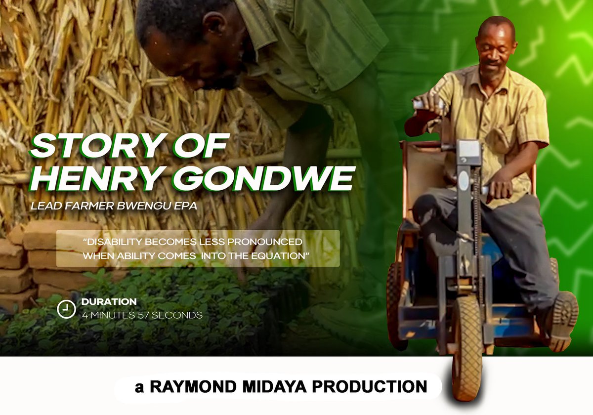 Rayraymidaya's tweet photo. I took part in a documentary creating competition *focus on ability* where I featured a hardworking farmer Henry Gondwe who despite living with a disability  has attained the lead farmer title in Bwengu EPA for practising climate smart agriculture ..... https://t.co/s4rJ0gF6pL