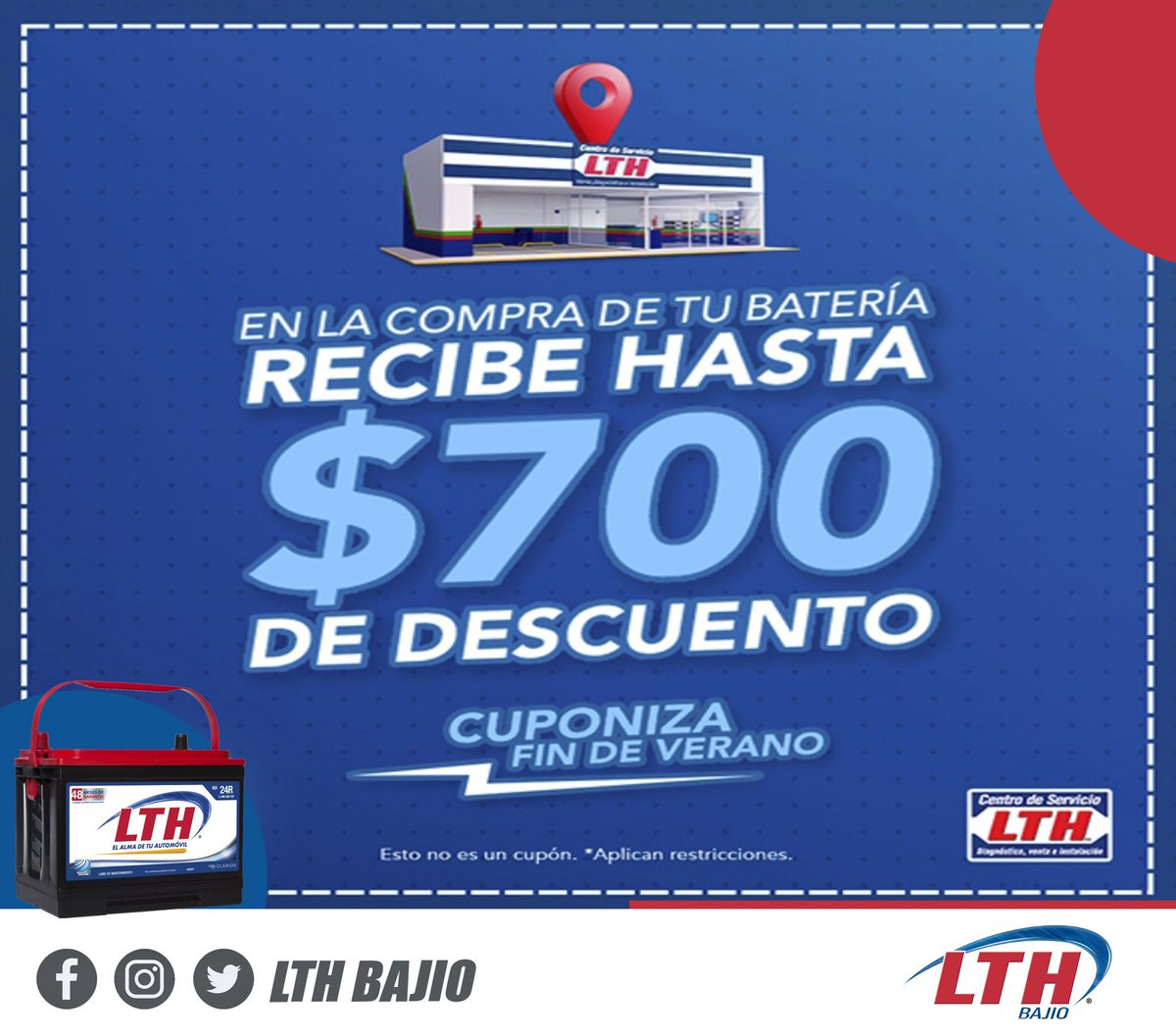 LTHBajio's tweet photo. Tu ya tienes tu cupón ?

Recuerda este verano LTH te da más ✨⚡

https://t.co/BBMvefmoRB

#lthbajío #LTHADomicilio #bateriaslthleon #lthaguascalientes https://t.co/ufEQbMLoQZ